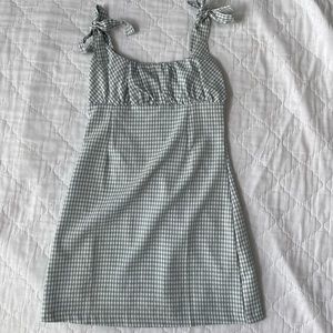 Steel Blue Gingham Mini Dress La Hearts